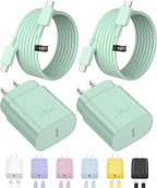 Type C Charger Fast Charging for iPhone 17 16 15,10FT USB C Samsung Chargers Block 25W Super Fast Chargers for Samsung Galaxy S25/S24 S23/iPhone Air/17/17 Pro Max/iPhone 16/16 Pro Max/15 Pro(Green)