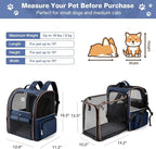 Large Cat Backpack Carrier Expandable Pet Carrier Backpack for Small Dogs Medium Cats Fit Up to 18 Lbs, Dog Backpack Carrier, Foldable Puppy Backpack Carrier for Travel, Hiking,Blue