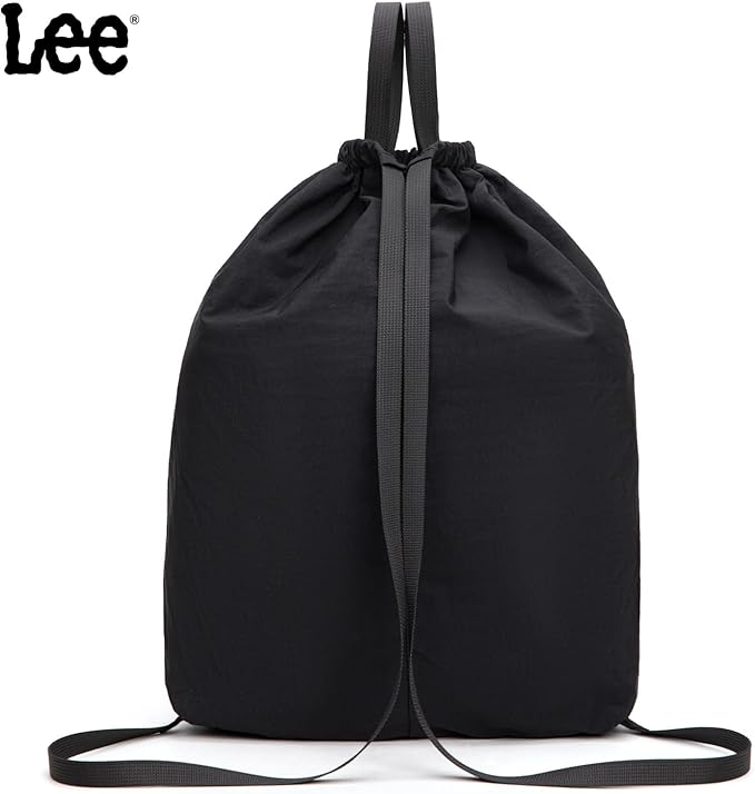 Lee Drawstring Backpack Bag Lightweight Small Gym Swim Beach Bag Water Resistant Sports Sackpack for Men Women, LEE48-002BK