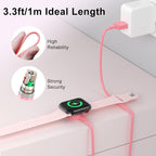 2Pack Pink for Watch Charger USB Magnetic Fast Charger Portable Compatible with Watch Ultra/SE/Series 10-1 [3.3FT]