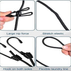 ALINNA Black Retractable Portable Clothesline, Windproof Travel Clothesline with 12 Clothespins for Indoor Laundry Drying, Outdoor Camping Accessories