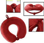 GDEOUP Travel Pillow - Memory Foam Neck Pillow Support Pillow,Luxury Compact & Lightweight Quick Pack for Camping,Sleeping Rest Cushion (Red)
