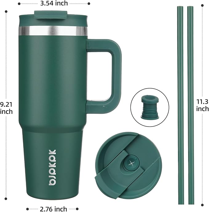 BJPKPK Insulated Tumblers With Handle And Straw 30 oz Stainless Steel Tumbler Cups With Lid,Army Green