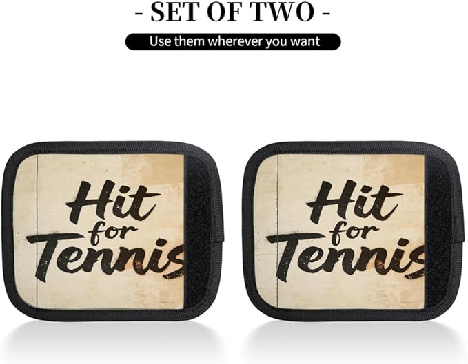 2 Pack Luggage Handle Wrap with Travel Tags - Non-Slip Protective Cover Soft Handle Grips Covers for Suitcase(Vintage Hit for Tennis)