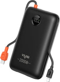 VIYISI Portable Charger 20000mAh 30W Fast Charging, Power Bank with Built-in Cables & LED Display, USB C Battery Pack for iPhone 16/15/14/13, Samsung, iPad and Android Phones, Ideal for Travel -Black