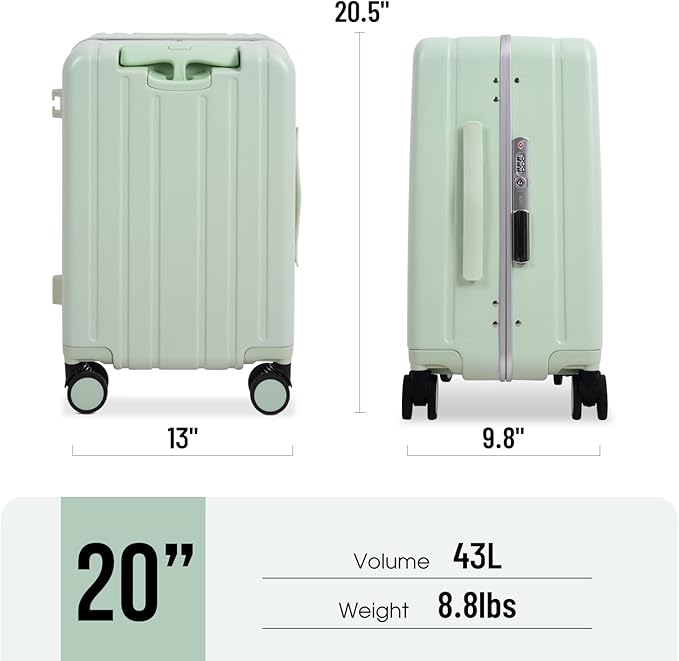 Apelila 20" Ride-On Suitcase with Seat, Double Handle Carry On Luggage with Mesh Pocket & Side Hooks, Hard Shell Spinner Wheels, TSA Lock & Seat Belt