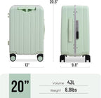 Apelila 20" Ride-On Suitcase with Seat, Double Handle Carry On Luggage with Mesh Pocket & Side Hooks, Hard Shell Spinner Wheels, TSA Lock & Seat Belt