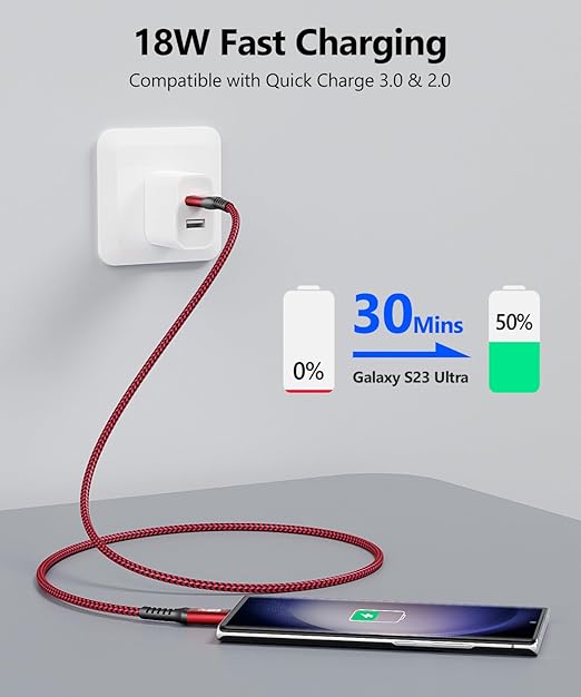 SUNGUY 10Gbps USB C 3.1 Gen 2 Cable, 4FT USB A to USB C 3A Fast Charging Android Auto USB C CarPlay Cable, Compatible with iPhone 17/16/15 Pro Max, Galaxy S22 S21 Note 20, Pixel 6 5 (Red)