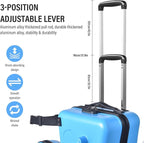 24 Inch Kid Ride Suitcase, Kid Luggage Seat Ride With Lock - Kids Travel Trolley With Safety Belt, Kids Luggage With Wheels Child Stroller Spinner Luggages, ABS+PC (Blue, 6-12 Years)