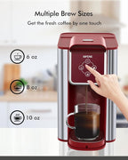 3-in-1 Single Serve Coffee Maker, Quick Brew for Coffee Pods, Ground Coffee, & Loose Tea, 6-12oz Cup Sizes, 50oz Removable Water Tank, 1150W, Compact & Efficient, Red