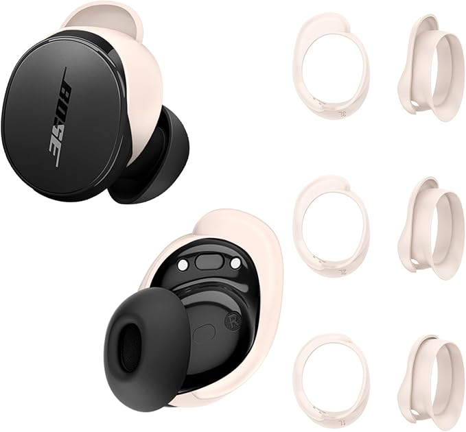 [3 Pairs] Ear Tips Covers for New Bose QuietComfort Earbuds, Sport Anti-Slip EarTips Silicone Anti Scratches Replacement Ear Covers Earbuds Accessories (S/M/L) (Off-White)