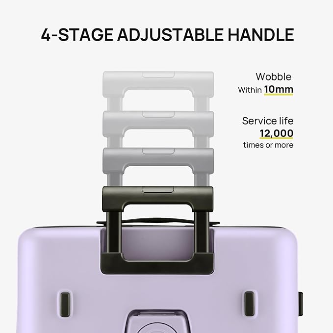 NINETYGO Carry On Luggage 22x14x9 Airline Approved, 20 Inch Suitcase with Front Compartment, Lightweight PC Hard Shell, Cup Holder, Clamshell, TSA Lock, Spinner Wheels (Lavender Taro Milk)
