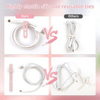Oligei 25 Pcs Silicone Cable Ties, Cable Ties Reusable, High Elasticity Cord Wraps for Electrical Cords, Cord Organizer for Earphone, Phone Charger(Pink)