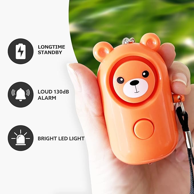 Personal Alarm 130dB Loud Safe Sound Siren, 2 Pack Self Defense Security with LED Light, Safety Alarms Keychain for Women Kids Elders Girls (Cyan+Orange)