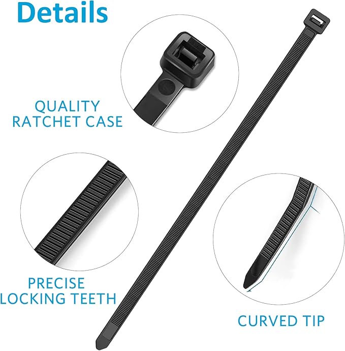 Zip Ties 12 inch, Black Zip Ties 100 pack, 40lb, Cable Ties, Self-locking Wire ties for indoor and outdoor use, by Tantti