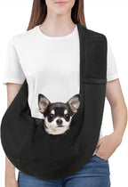 Pawaboo Small Dog Sling Carrier, Reversible Hands Free Dog Sling Carriers for Small Dogs and Cats, Puppy Slings Carrier with Safety Harness, Puppy Essentials, Black