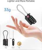 LUGGEX TSA Locks for Luggage, Suitcase Locks TSA Approved, Luggage Locks, Ease of Use & Durable(Silver Cable,2 Pack)