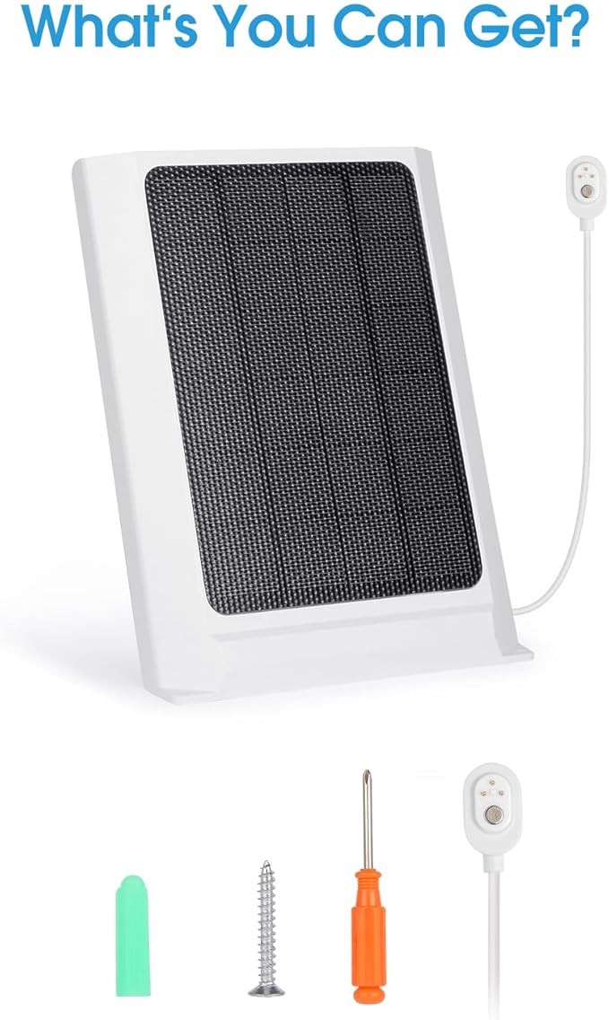 Unique Solar Panel Charger Compatible with Arlo Pro 5S/Pro 4/Pro 3 Floodlight/Pro 3 /Ultra 2/Ultra, 6V 4W Solar Panel for Arlo Camera IP65 Weatherproof, with 0.8ft Charging Cable & Screwdriver, 2 Pack