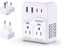 2000W Voltage Converter US to Europe for Hair Dryers, 7-in-1 220V to 110V Converter for European Travel with 3 AC/2 USBA/2 USBC Ports (PD20W), Universal Travel Adapter with Type C G Plug (White)