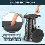 NUMANU 2PK 2026 Upgraded Padded Collapsible Stool, Max 620lb 18" Adjustable Portable Folding Stool for Adults, Retractable Foldable Telescopic Seat Camping Chair or Footrest