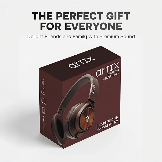 ARTIX Over Ear Headphones Wired with Microphone and Volume Control, Foldable Noise Isolating Headset with Deep Bass for School, Laptop, Computer, Chromebook, Tablet, Travel (3.5mm Jack)