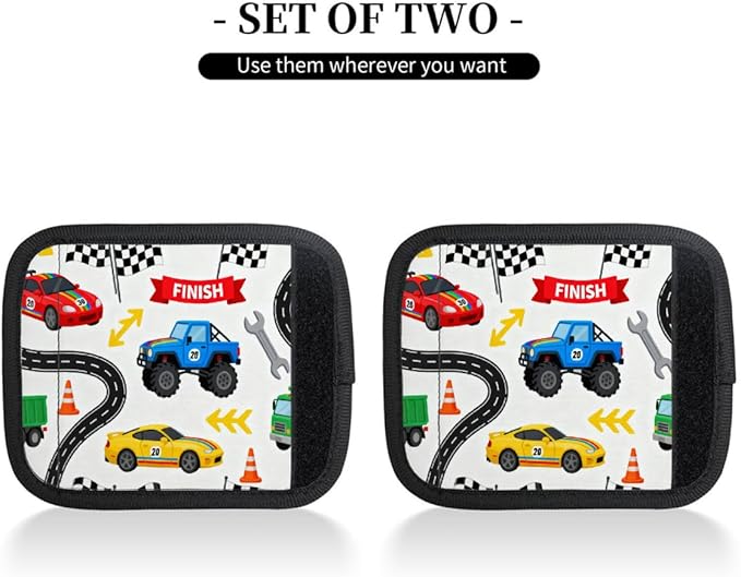 2 Pack Luggage Handle Wrap with Travel Tags - Non-Slip Protective Cover Soft Handle Grips Covers for Suitcase(Racing)
