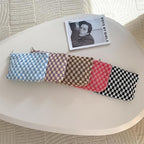 PAZIMIIK Knitted Checkered Makeup Bag Large Zipper Make Up Accessory Pouch for Purse Cosmetic Brush Bag for Travel Essential,Black