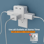Multi Plug Outlet Extender with USB Cable(3.3FT USB A to C Cord, 3.3FT USB C to C Cord), 3-Sided Power Strip with Lip, Small Wall Tap Plug Splitter for Cruise Dorm Essentials Home Office, ETL Listed