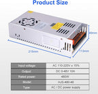 AC to DC Converter, MYSWEETY 12 Volt Power Supply AC 110V-220V to DC 0-48V Module Switching Power Supply Digital Display 480W Voltage Regulator Transformer Built in Cooling Fan