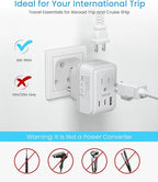 VINTAR Foldable Type M Adapter for South Africa - 2 Pack with AC Outlets & 3 USB Ports, Travel Essentials for US, Namibia, Nepal, Malaysia