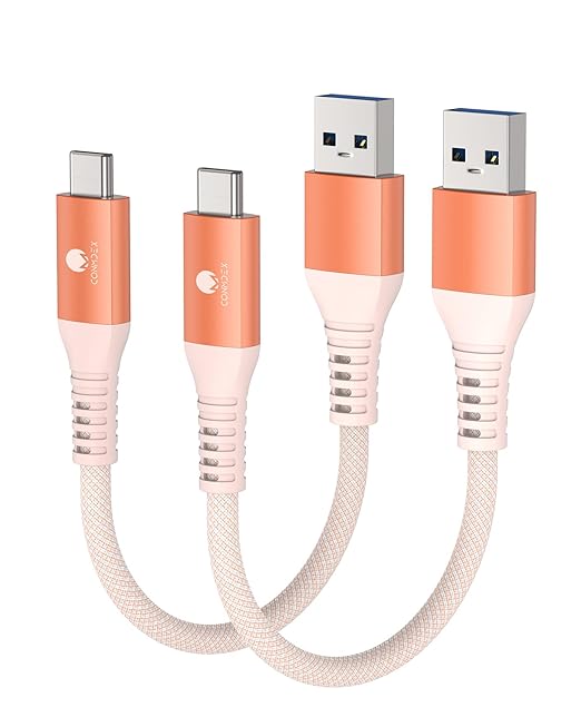 CONMDEX USB to USB C Cable [2ft, 2-Pack] 10Gbps USB 3.1 Gen 2 USB A to USB C Data Transfer Cord, 3A Fast Charging Type C Cable for iPhone 17 16 Pro Max Samsung Galaxy S25 S24, Orange