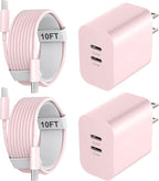 Phone 17 16 15 Charger 10FT, 20W Dual Port USB C Fast Charging Block with 10FT Long USB C to C Charging Cable Cord for Phone 17 16 15 Pro Max/17 16 15 Pro/15/15 Plus,Pad Pro