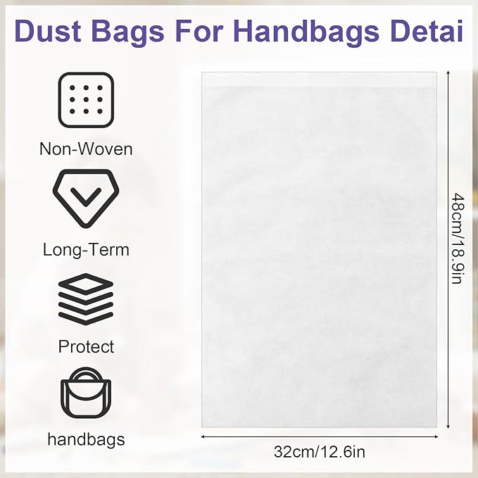 Ouligay 10 PCS Purse Dust Bags for Handbags 19x12.5inch Dust Cover Bag for Purses with Drawstring Non-woven Handbag Travel Organizer, Shoe Travel Package for Purses Handbags Shoes Boots Purse