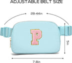 Gitus Gifts for 7 8 9 10 11 Year Old Girls Belt Bag Fanny Pack Crossbody Bags with Initial Letter Patch Birthday Gifts for Daughter Sister Friends Teen girls (Icing Blue-P)