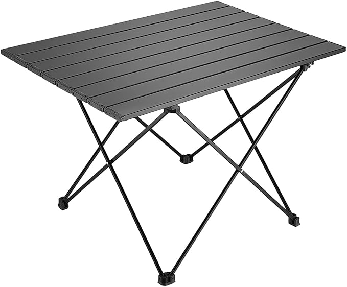 Folding Camping Table, 16 Inch x 13.8 Inch x 11.4 Inch Black Carbon Steel Foldable Table with Storage Bag for Home and Outdoors (S)