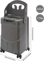 Kids Ride-on Luggage with Foldable Back Rest, 22" Carry On Luggage Travel Trolley Case with Seat for Children, Top Opening Suitcase with Spinner Wheels and Lock (Dark Grey, 22 Inch)