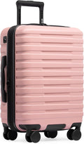U.S. Traveler Boren Expandable Hardside Rugged Travel Luggage with 8 Spinner Wheels, Rose Pink, Carry-on 22-Inch