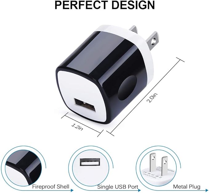 Wall Adapter 10 Pack,UorMe 1A 5V Single Port Charger Power USB Plug Charging Cube Block Box Compatible iPhone 14 13 12 SE 11, Galaxy S23 Ultra S22 S21 FE S10e S9 A13 A03s A71 A51 Note20 Google 8A 7A