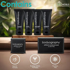 World Amenities - Bodyography Toiletry Kit, 6 Piece Set Shampoo, Conditioner, Body Wash, Lotion, Hand Soap, Massage Bar, Clear Travel Bag