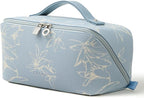 EACHY Travel Makeup Bag, Large Capacity Cosmetic Bags for Women, Waterproof Portable Pouch Open Flat Toiletry Bag Pattern Makeup Bag (F-Blue)