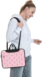 Laptop Bag for Women & Men, Laptop Carrying Case Laptop Sleeve Pink Ribbons Bow Colorful Cartoon Water Resistant Computer Case Messenger Shoulder Bag for 14 Inch Laptop Briefcase