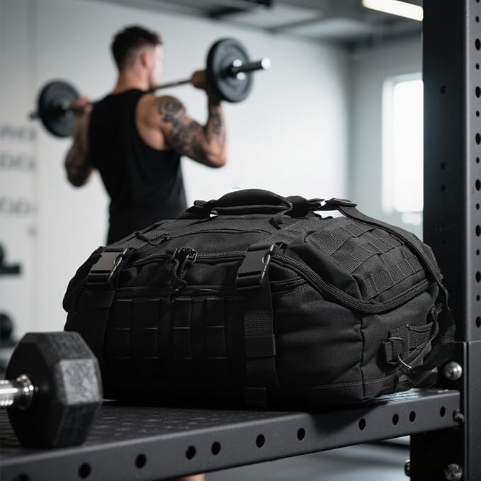 Miramrax Travel Duffle Bag Backpack for Men - Large Tactical Bags Weekender Gym Bag for Overnight Traveling Military Workout Deployment Sports (Black, 80L)