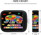 2 Pack Luggage Handle Wrap with Travel Tags - Non-Slip Protective Cover Soft Handle Grips Covers for Suitcase(Colorful Puzzle Autism Elephant)