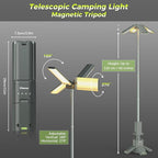 Clemas Telescopic Camping Lights with Remote Control,14000 mAh Rechargeable,6000LM Led Lanterns with Memory Function, Dimmable Magnetic Job Work Light,Tent Lamp,Portable Power Supply IPX5 (Space Gray)