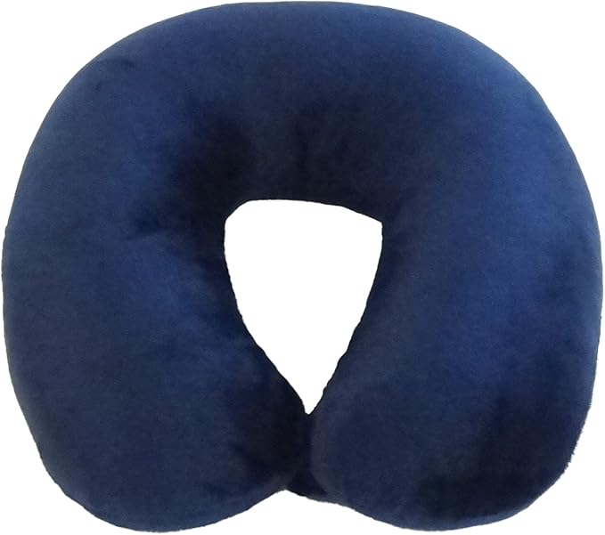 Wolf Essentials Adult Cozy Soft Microfiber Neck Pillow for Travel – Compact, Machine Washable - Perfect for Airplane, Car, or Home Use - Filled and Finished in The USA – Navy