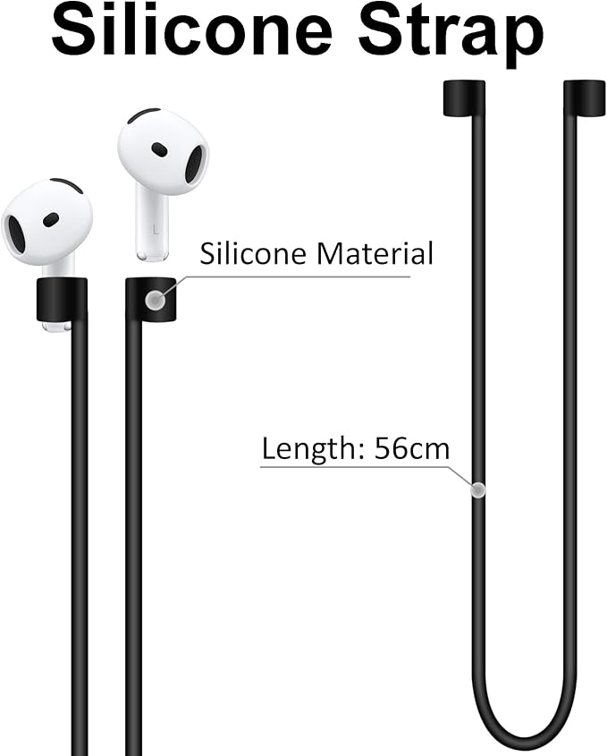 A-Focus Anti-Slip Set for AirPods 4 Silicone Adjustable Ear Hook Ergonomic Design Wings Wingtip Ear Hooks Tips Strap Sport Earbuds Accessories Eartip Compatible with AirPods 4th Black