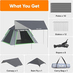 Golabs Pop Up Camping Tent for 2/3/4 Person, 1-Min Setup by Pre-Attached Pole, 4 Side Mesh& Door for View/Airflow, CT2 Instant Canopy Tent with PU1500mm Waterproof, for Outdoor/Camping/Music Festivals