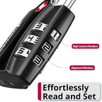 Fosmon TSA Approved Locks for Luggage. Suitcase Locks with Open Alert Indicator, 3 Digit Combination Padlock with Alloy Body for Travel, Backpack Zipper Anti Theft, Locker, Gym, Gun Case, Tent