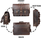 URBAN DEZIRE 16 inch Leather Messenger Bag Brown Vintage Satchel Genuine Laptop Computer Office Shoulder Handmade Briefcase for Men
