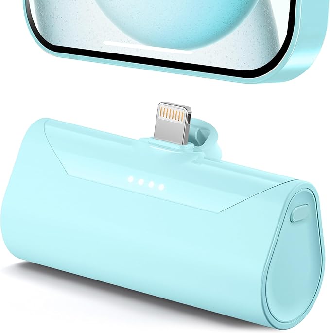 Little Blue Power Bank Battery Charger for iPhone 11 Pro, 4800mah Portable Charger Ultra-compact External Battery for Lightning Port, Mini Power Charger ompatible With iPhone 14/13/12 pro max/6s/6/7/8